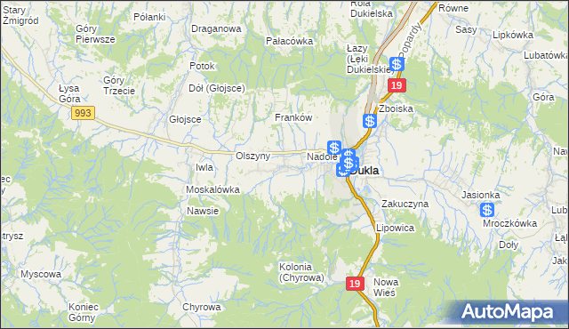 mapa Teodorówka gmina Dukla, Teodorówka gmina Dukla na mapie Targeo