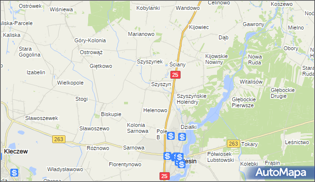 mapa Teodorowo gmina Ślesin, Teodorowo gmina Ślesin na mapie Targeo