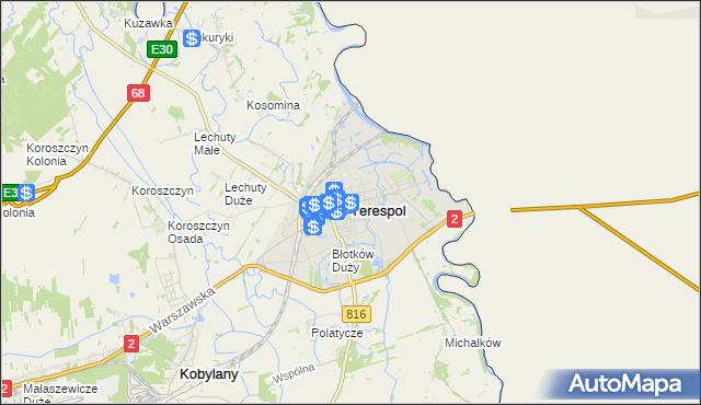 mapa Terespol powiat bialski, Terespol powiat bialski na mapie Targeo