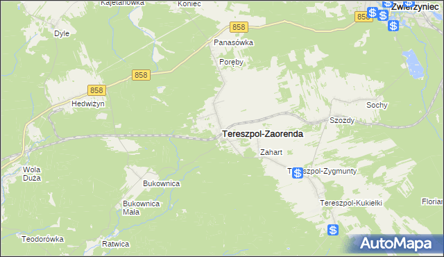 mapa Tereszpol-Zaorenda, Tereszpol-Zaorenda na mapie Targeo