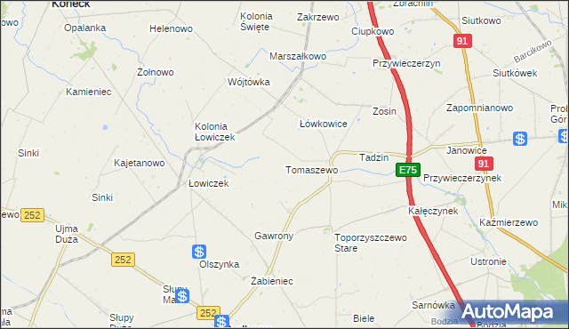 mapa Tomaszewo gmina Bądkowo, Tomaszewo gmina Bądkowo na mapie Targeo