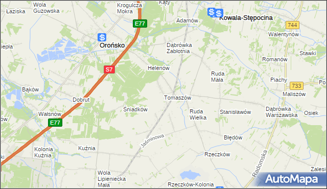mapa Tomaszów gmina Orońsko, Tomaszów gmina Orońsko na mapie Targeo