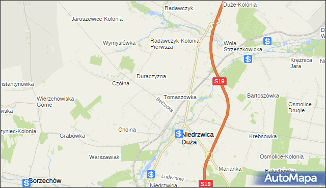 mapa Tomaszówka gmina Niedrzwica Duża, Tomaszówka gmina Niedrzwica Duża na mapie Targeo