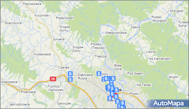 mapa Trepcza, Trepcza na mapie Targeo