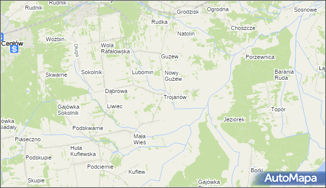 mapa Trojanów gmina Mrozy, Trojanów gmina Mrozy na mapie Targeo