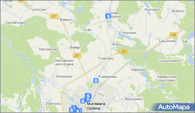 mapa Trojanowo gmina Murowana Goślina, Trojanowo gmina Murowana Goślina na mapie Targeo