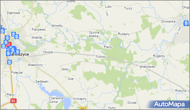 mapa Tromity, Tromity na mapie Targeo
