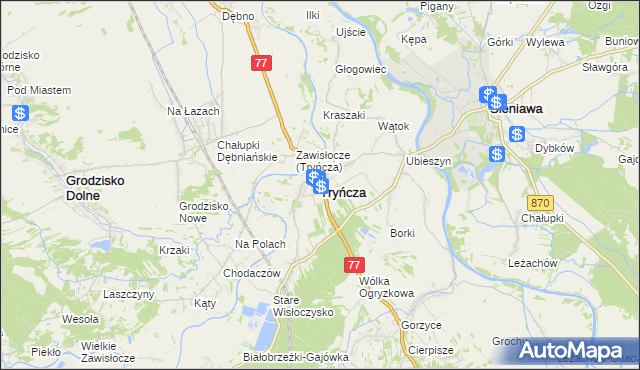 mapa Tryńcza, Tryńcza na mapie Targeo