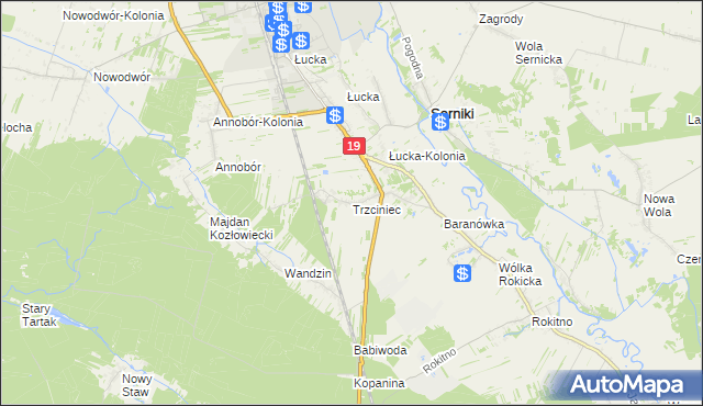 mapa Trzciniec gmina Lubartów, Trzciniec gmina Lubartów na mapie Targeo