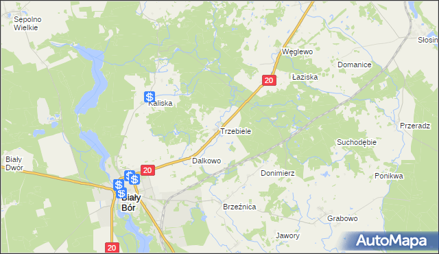 mapa Trzebiele gmina Biały Bór, Trzebiele gmina Biały Bór na mapie Targeo