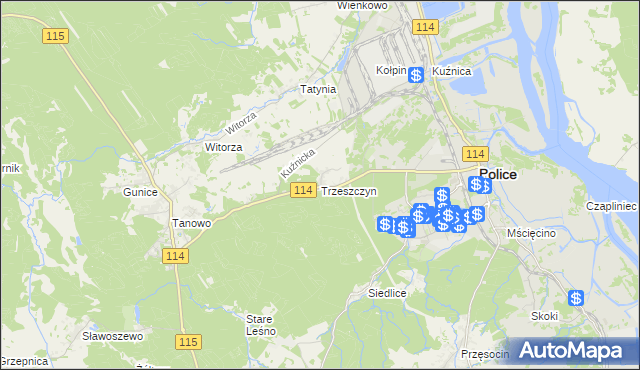 mapa Trzeszczyn, Trzeszczyn na mapie Targeo