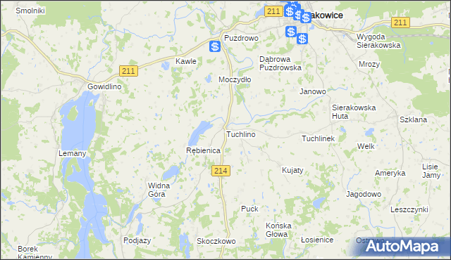 mapa Tuchlino, Tuchlino na mapie Targeo
