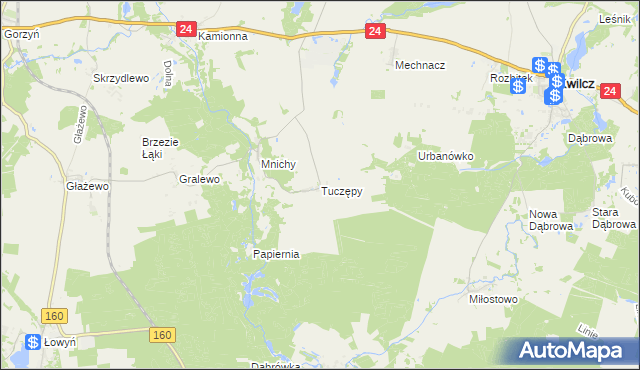 mapa Tuczępy gmina Międzychód, Tuczępy gmina Międzychód na mapie Targeo
