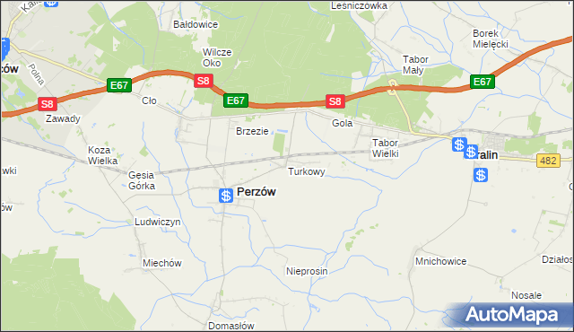 mapa Turkowy, Turkowy na mapie Targeo