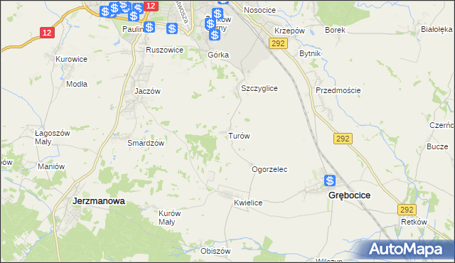 mapa Turów gmina Głogów, Turów gmina Głogów na mapie Targeo