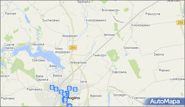 mapa Twierdziń, Twierdziń na mapie Targeo