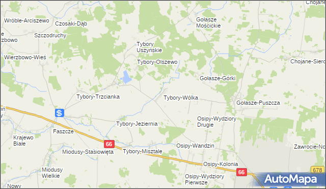 mapa Tybory-Wólka, Tybory-Wólka na mapie Targeo