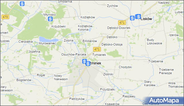 mapa Tymianek, Tymianek na mapie Targeo