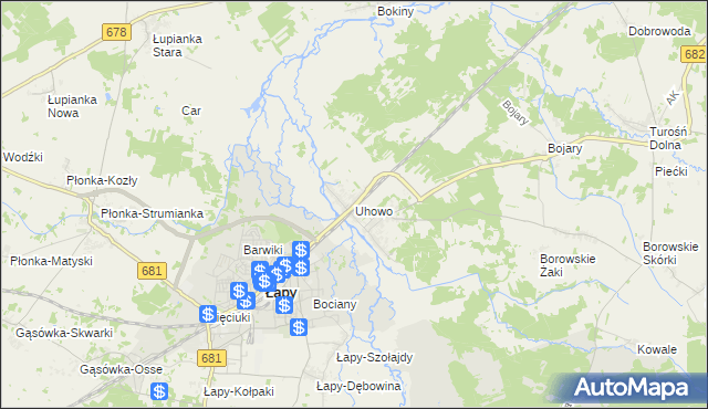 mapa Uhowo, Uhowo na mapie Targeo