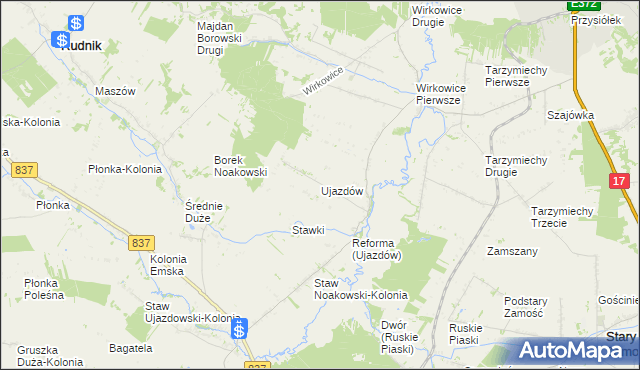 mapa Ujazdów gmina Nielisz, Ujazdów gmina Nielisz na mapie Targeo