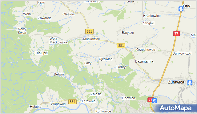 mapa Ujkowice, Ujkowice na mapie Targeo
