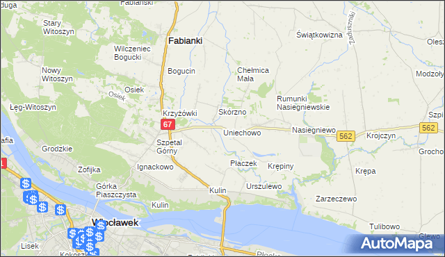 mapa Uniechowo, Uniechowo na mapie Targeo