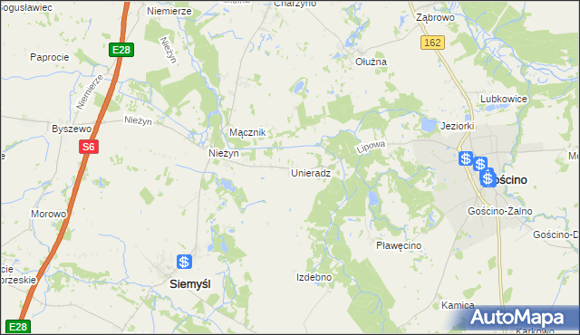 mapa Unieradz, Unieradz na mapie Targeo