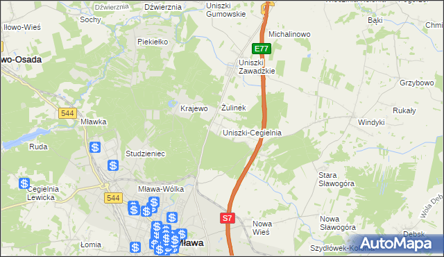 mapa Uniszki-Cegielnia, Uniszki-Cegielnia na mapie Targeo