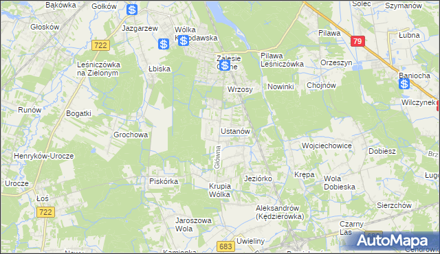 mapa Ustanów, Ustanów na mapie Targeo