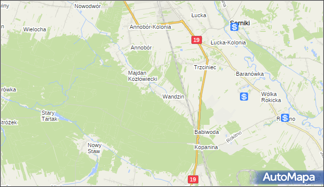 mapa Wandzin gmina Lubartów, Wandzin gmina Lubartów na mapie Targeo