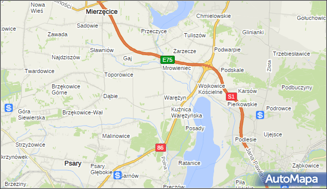 mapa Warężyn, Warężyn na mapie Targeo