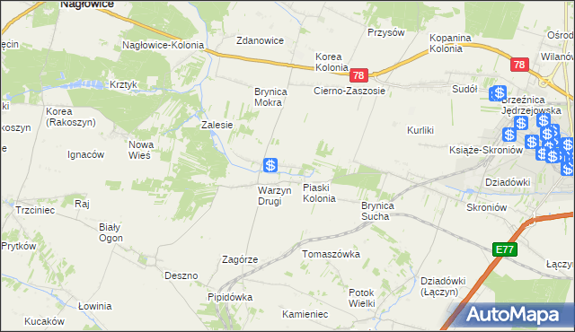 mapa Warzyn Pierwszy, Warzyn Pierwszy na mapie Targeo