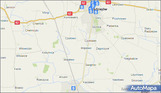mapa Wąsewo gmina Radziejów, Wąsewo gmina Radziejów na mapie Targeo