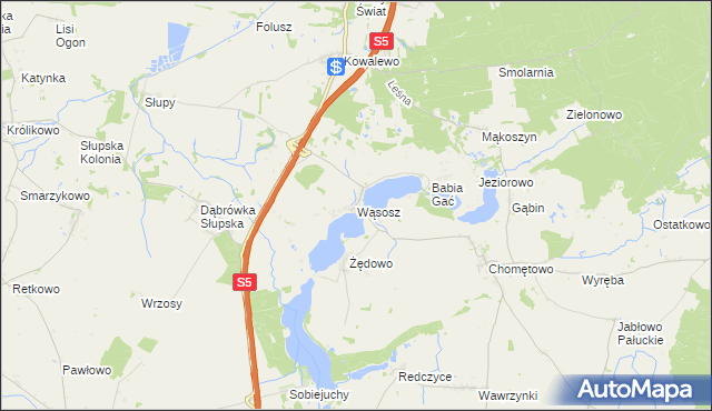mapa Wąsosz gmina Szubin, Wąsosz gmina Szubin na mapie Targeo