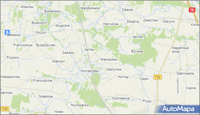 mapa Watraszew, Watraszew na mapie Targeo