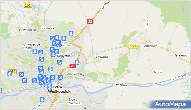 mapa Wawrów, Wawrów na mapie Targeo