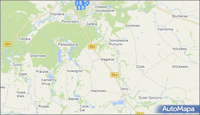 mapa Węgiersk, Węgiersk na mapie Targeo