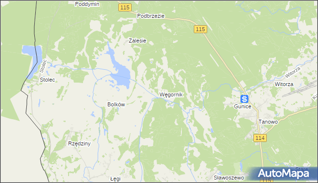 mapa Węgornik, Węgornik na mapie Targeo