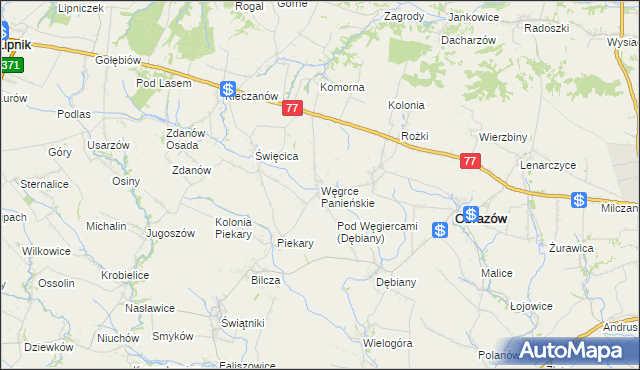 mapa Węgrce Panieńskie, Węgrce Panieńskie na mapie Targeo