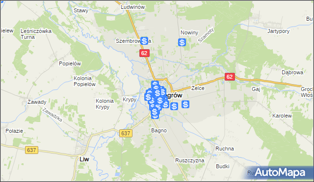 mapa Węgrów, Węgrów na mapie Targeo