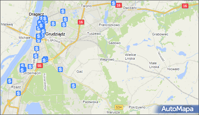 mapa Węgrowo, Węgrowo na mapie Targeo