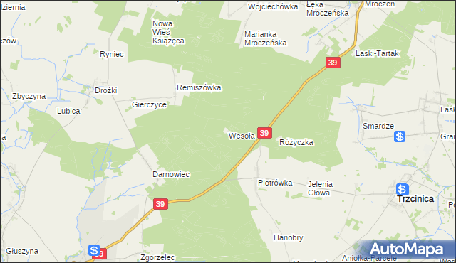 mapa Wesoła gmina Rychtal, Wesoła gmina Rychtal na mapie Targeo