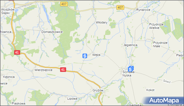 mapa Węża, Węża na mapie Targeo