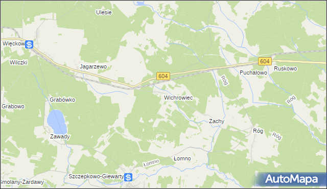 mapa Wichrowiec gmina Janowo, Wichrowiec gmina Janowo na mapie Targeo