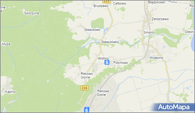 mapa Widlino gmina Puck, Widlino gmina Puck na mapie Targeo