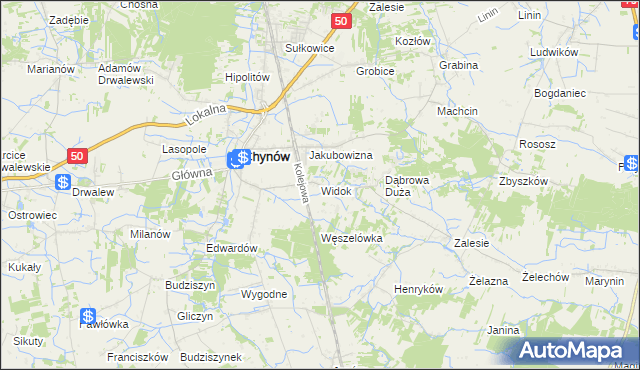 mapa Widok gmina Chynów, Widok gmina Chynów na mapie Targeo