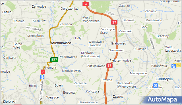mapa Więcławice Stare, Więcławice Stare na mapie Targeo