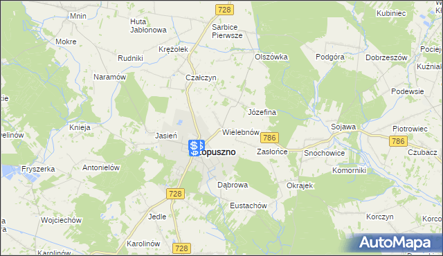 mapa Wielebnów, Wielebnów na mapie Targeo