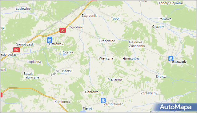 mapa Wieliczna gmina Stoczek, Wieliczna gmina Stoczek na mapie Targeo