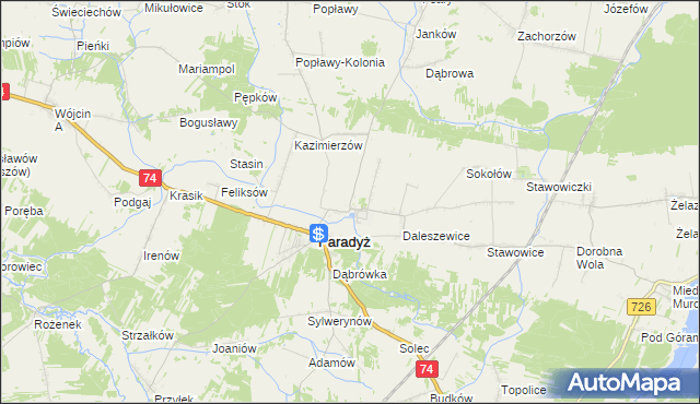 mapa Wielka Wola gmina Paradyż, Wielka Wola gmina Paradyż na mapie Targeo